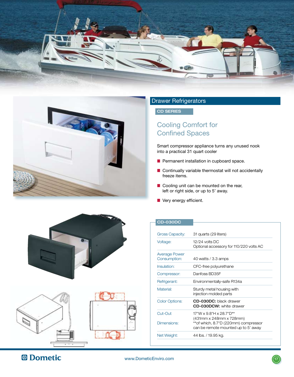 Cooling comfort for confined spaces, Drawer refrigerators | Dometic L-0191B User Manual | Page 17 / 32