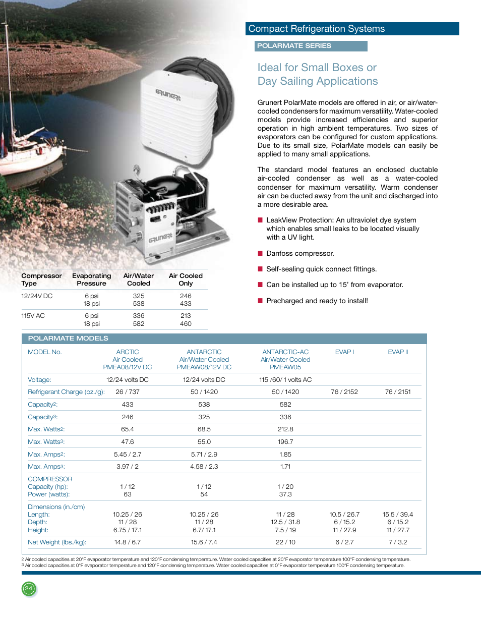 Ideal for small boxes or day sailing applications, Compact refrigeration systems | Dometic L-0191B User Manual | Page 24 / 32