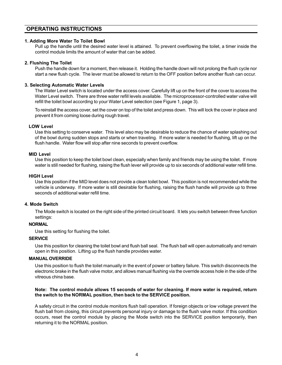 Operating instructions | Dometic 3000 Series User Manual | Page 4 / 16