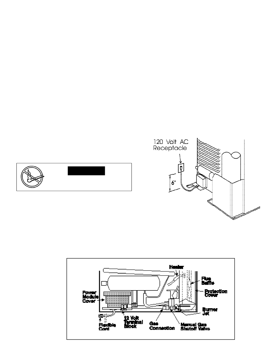 Testing lp gas safety shutoff, 120 volt ac electrical connection, Warning | Dometic RM2652 User Manual | Page 6 / 14