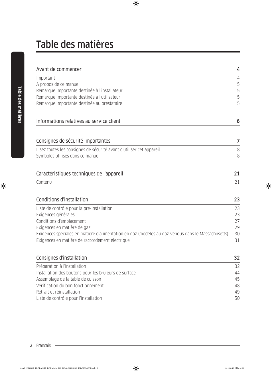 Dacor Contemporary 36 Inch Freestanding Professional Gas Smart Range Installation Manual User Manual | Page 106 / 156