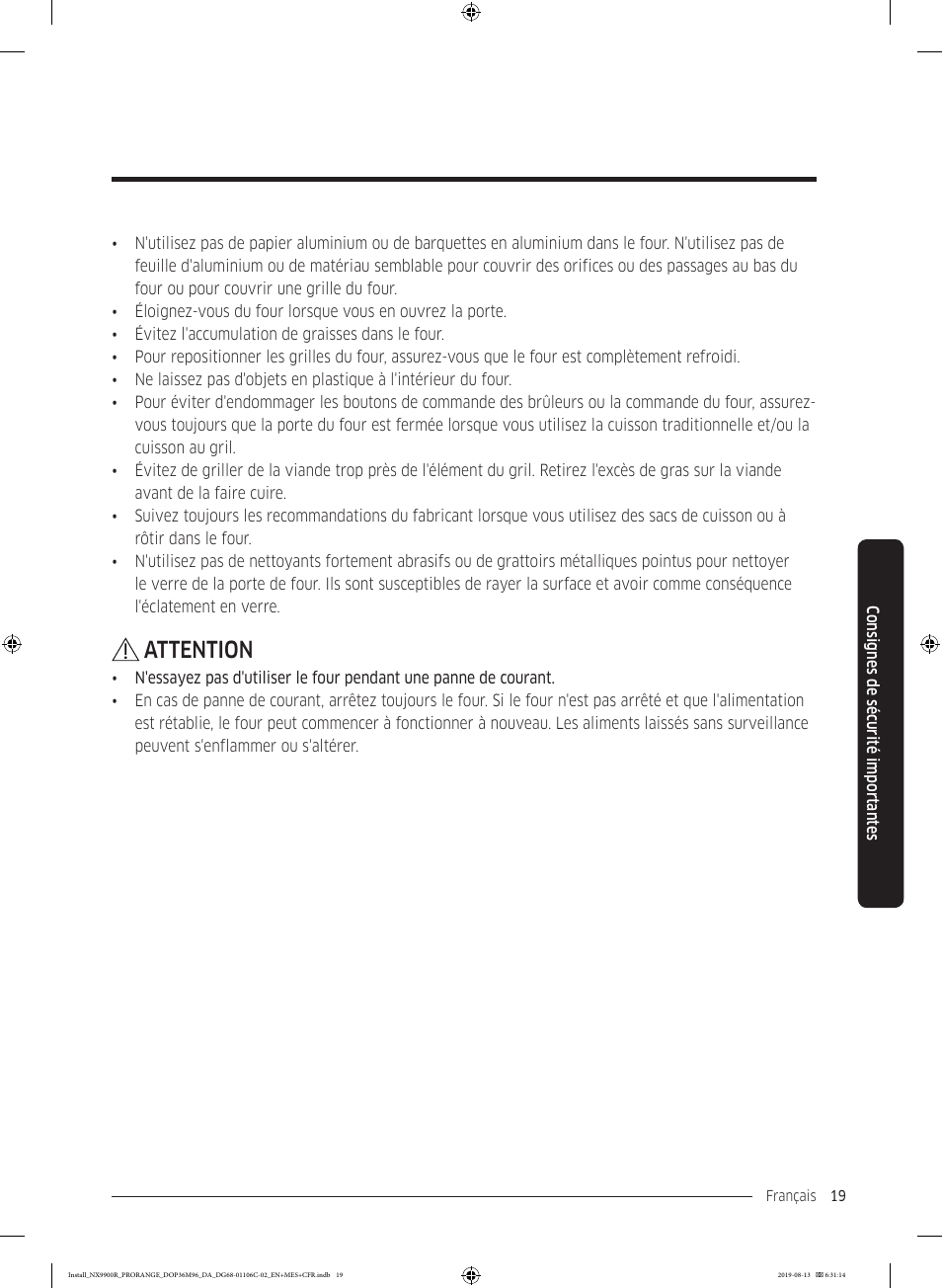 Attention | Dacor Contemporary 36 Inch Freestanding Professional Gas Smart Range Installation Manual User Manual | Page 123 / 156