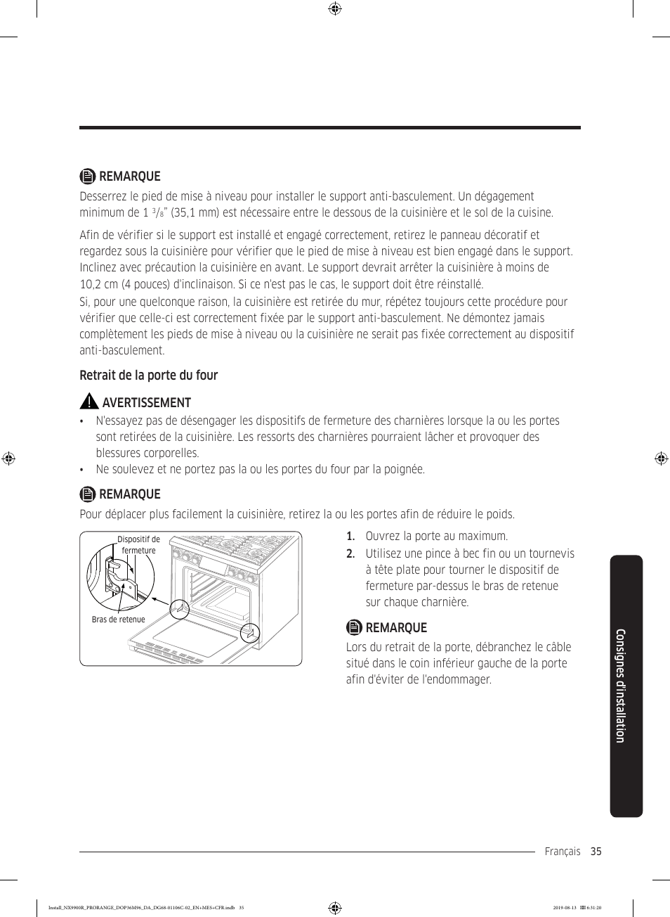 Dacor Contemporary 36 Inch Freestanding Professional Gas Smart Range Installation Manual User Manual | Page 139 / 156