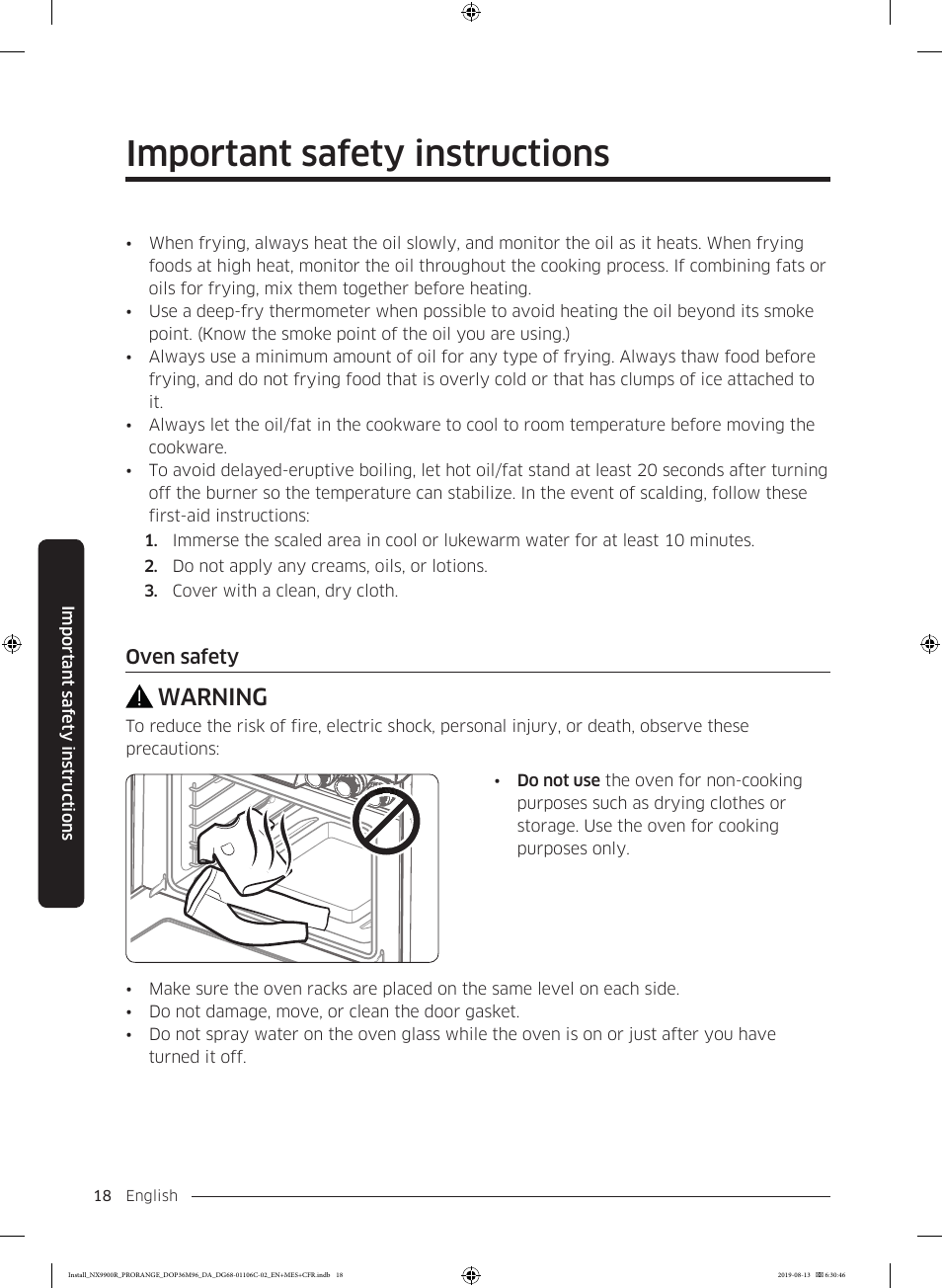 Important safety instructions, Warning | Dacor Contemporary 36 Inch Freestanding Professional Gas Smart Range Installation Manual User Manual | Page 18 / 156