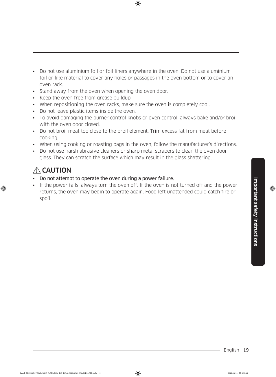 Caution | Dacor Contemporary 36 Inch Freestanding Professional Gas Smart Range Installation Manual User Manual | Page 19 / 156