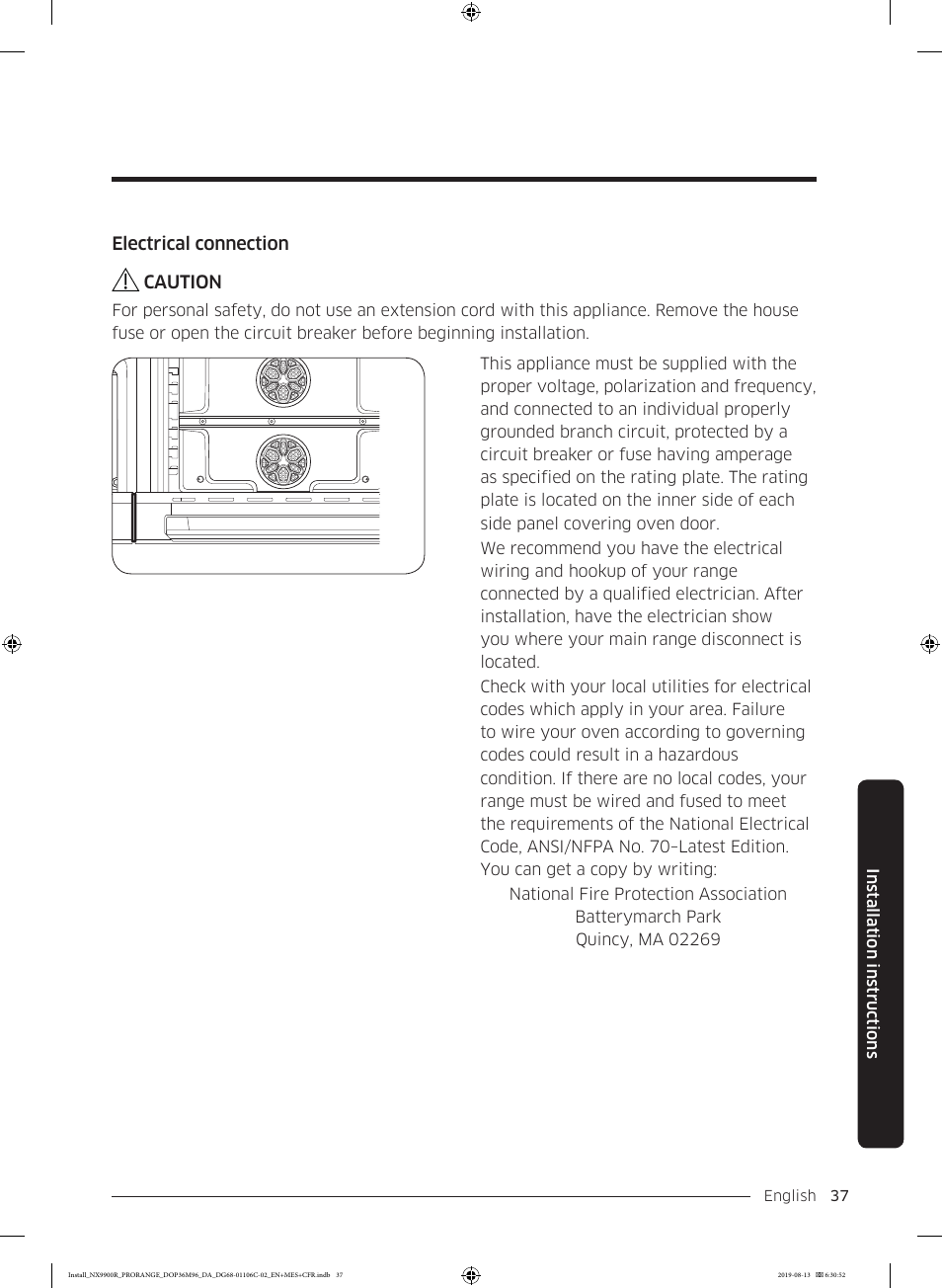 Dacor Contemporary 36 Inch Freestanding Professional Gas Smart Range Installation Manual User Manual | Page 37 / 156