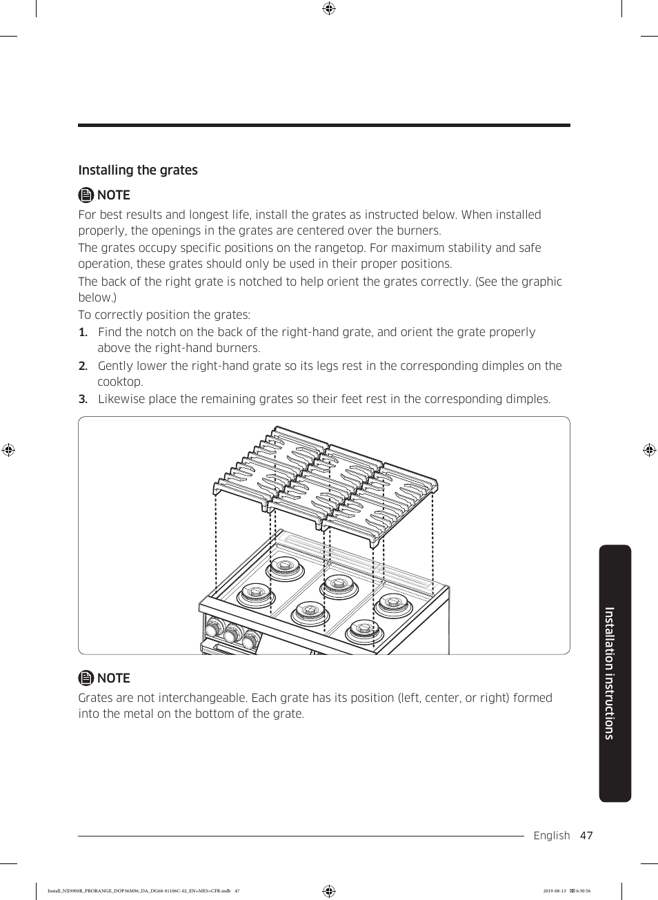 Dacor Contemporary 36 Inch Freestanding Professional Gas Smart Range Installation Manual User Manual | Page 47 / 156