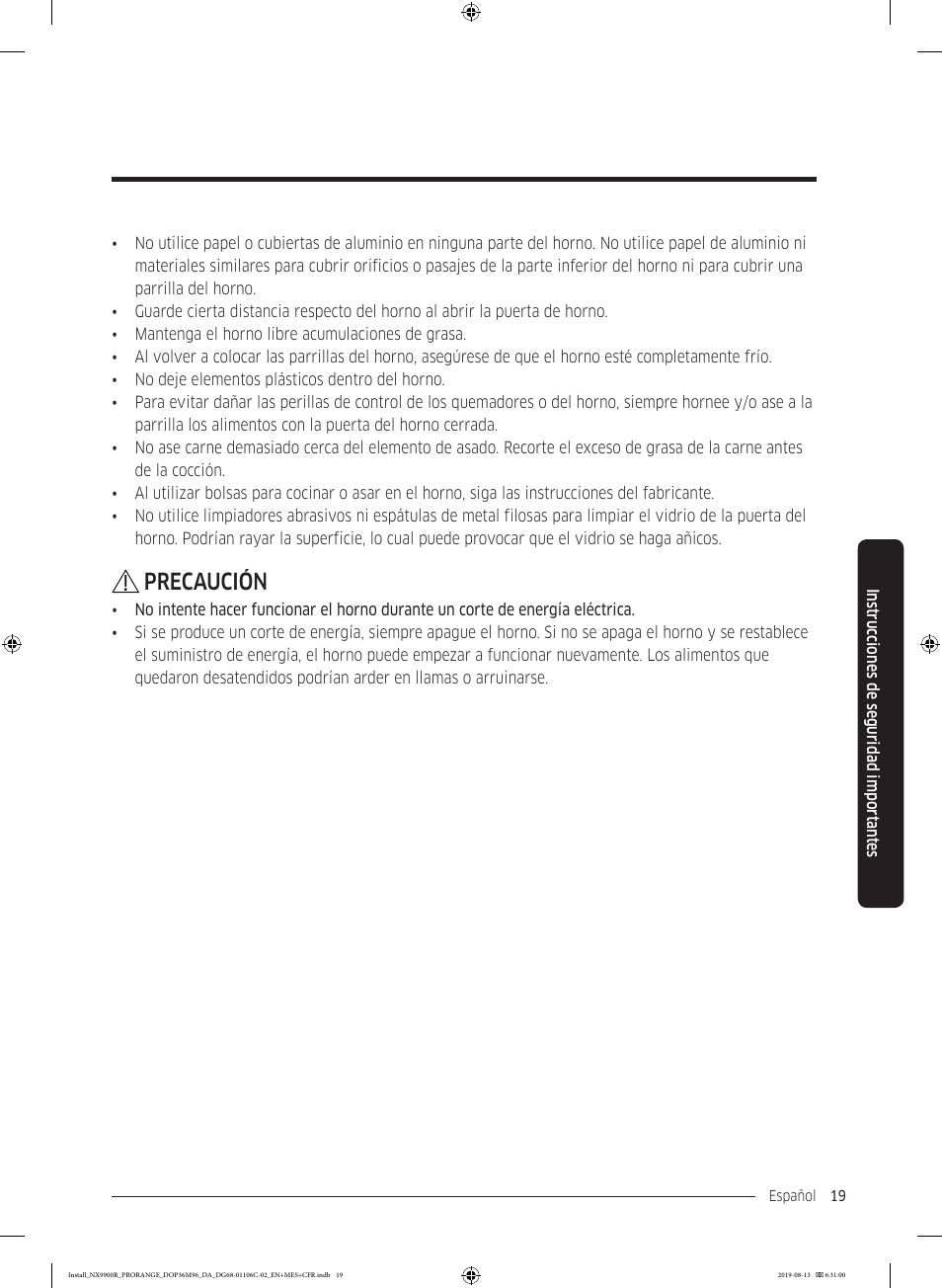 Precaución | Dacor Contemporary 36 Inch Freestanding Professional Gas Smart Range Installation Manual User Manual | Page 71 / 156