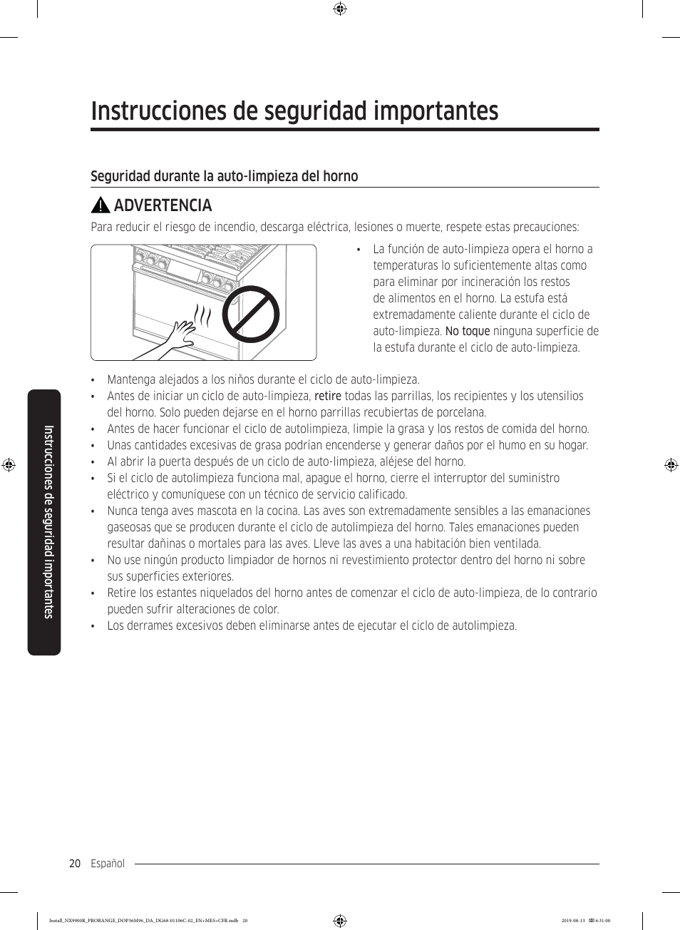Instrucciones de seguridad importantes, Advertencia | Dacor Contemporary 36 Inch Freestanding Professional Gas Smart Range Installation Manual User Manual | Page 72 / 156