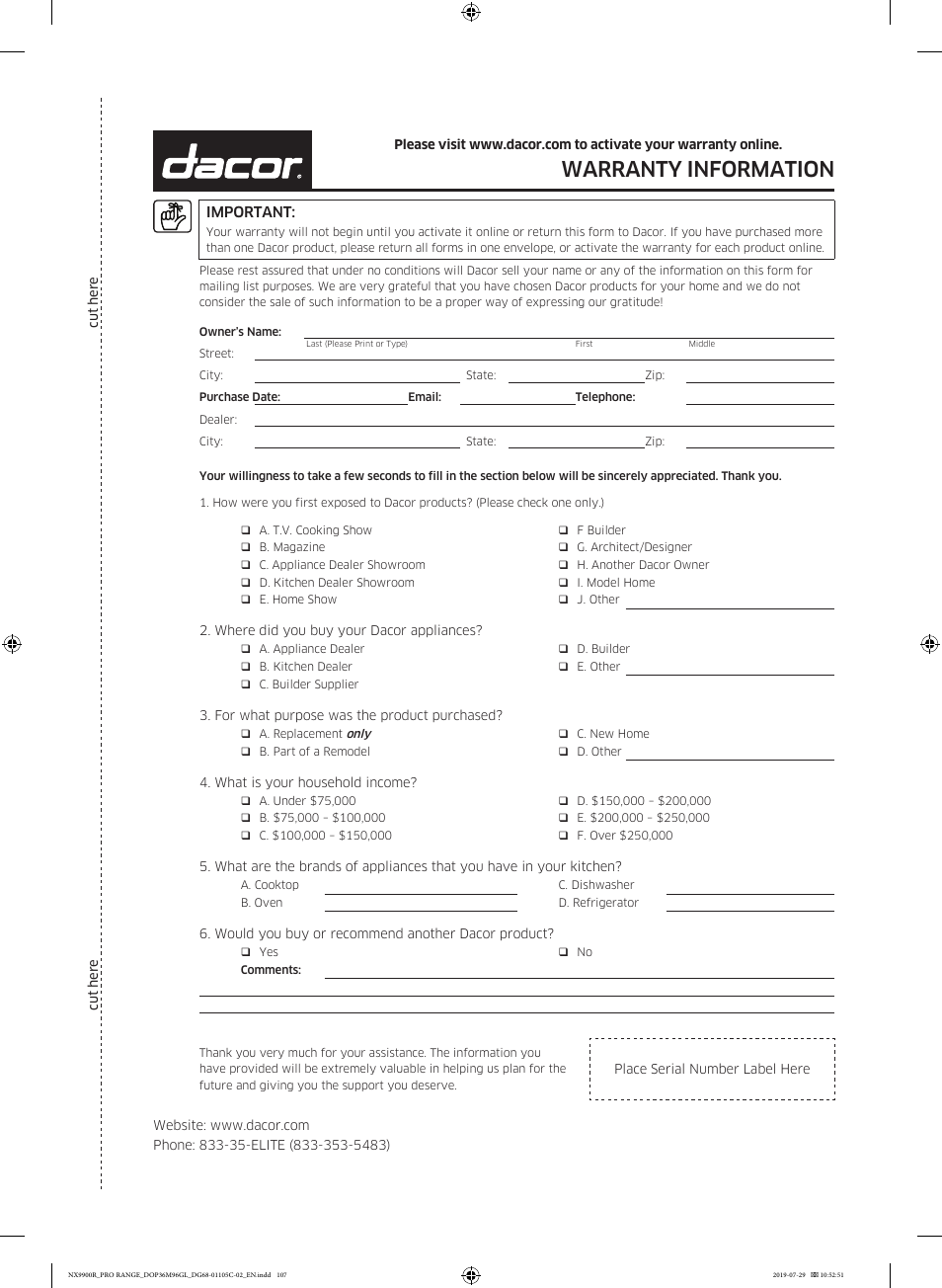 Warranty information | Dacor Contemporary 36 Inch Freestanding Professional Gas Smart Range Use and Care Manual User Manual | Page 107 / 324