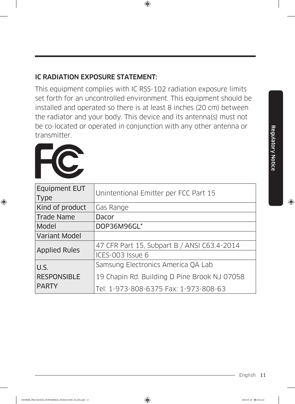 Dacor Contemporary 36 Inch Freestanding Professional Gas Smart Range Use and Care Manual User Manual | Page 11 / 324