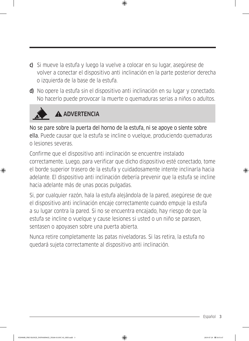 Advertencia | Dacor Contemporary 36 Inch Freestanding Professional Gas Smart Range Use and Care Manual User Manual | Page 111 / 324