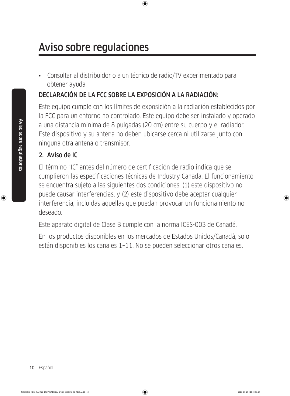 Aviso sobre regulaciones | Dacor Contemporary 36 Inch Freestanding Professional Gas Smart Range Use and Care Manual User Manual | Page 118 / 324