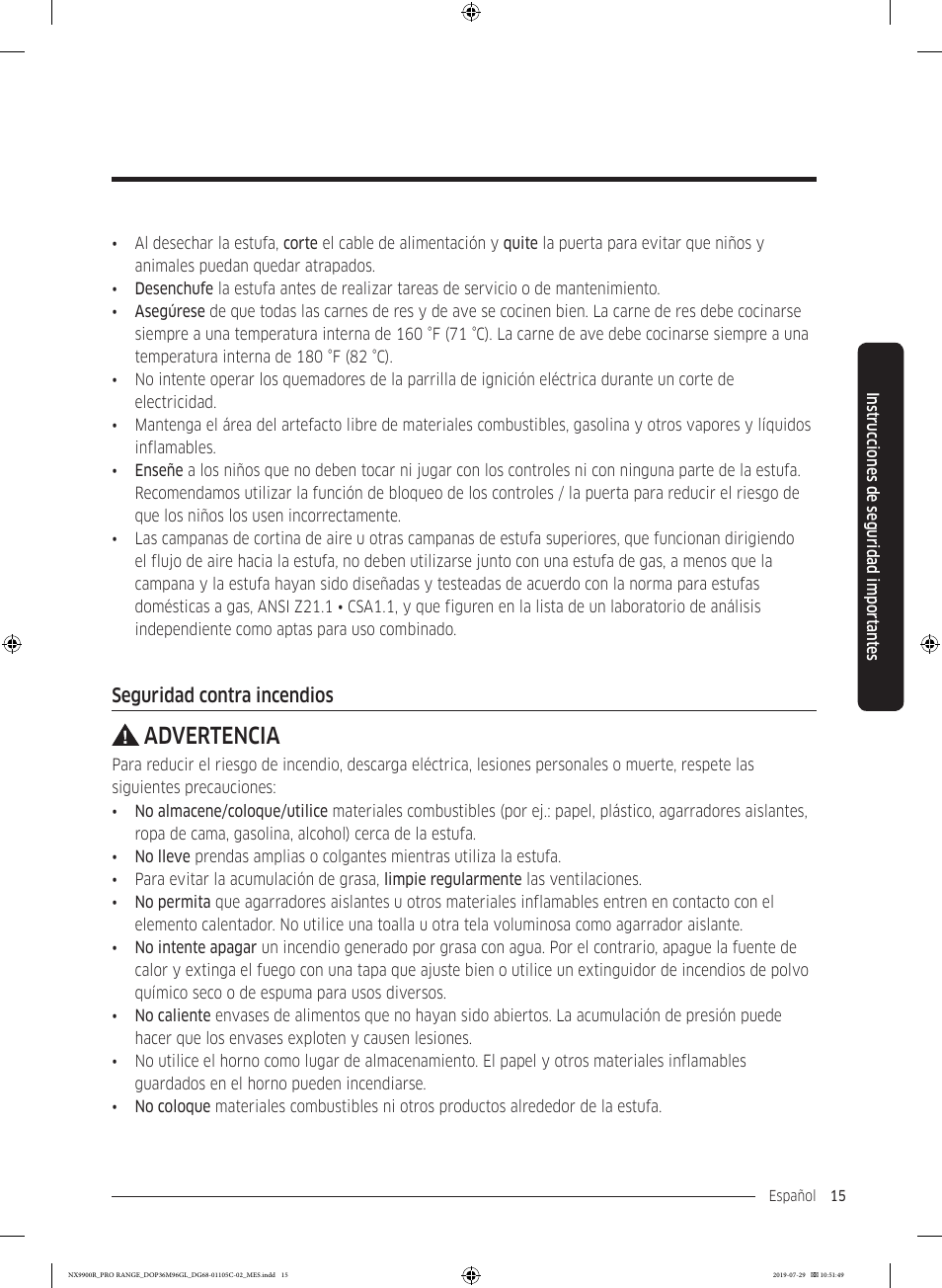 Advertencia | Dacor Contemporary 36 Inch Freestanding Professional Gas Smart Range Use and Care Manual User Manual | Page 123 / 324
