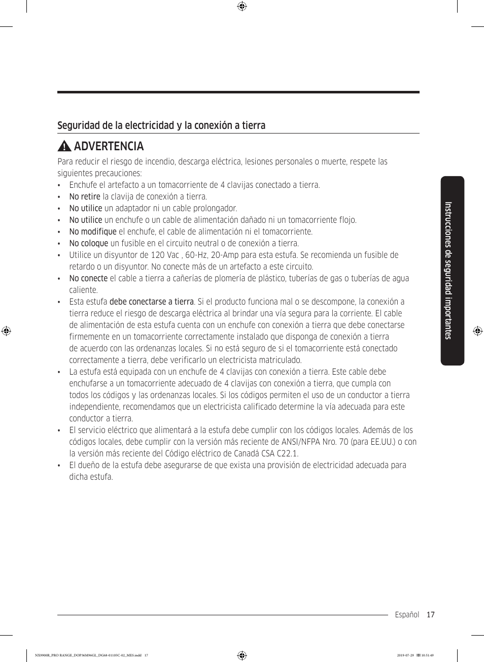 Advertencia | Dacor Contemporary 36 Inch Freestanding Professional Gas Smart Range Use and Care Manual User Manual | Page 125 / 324