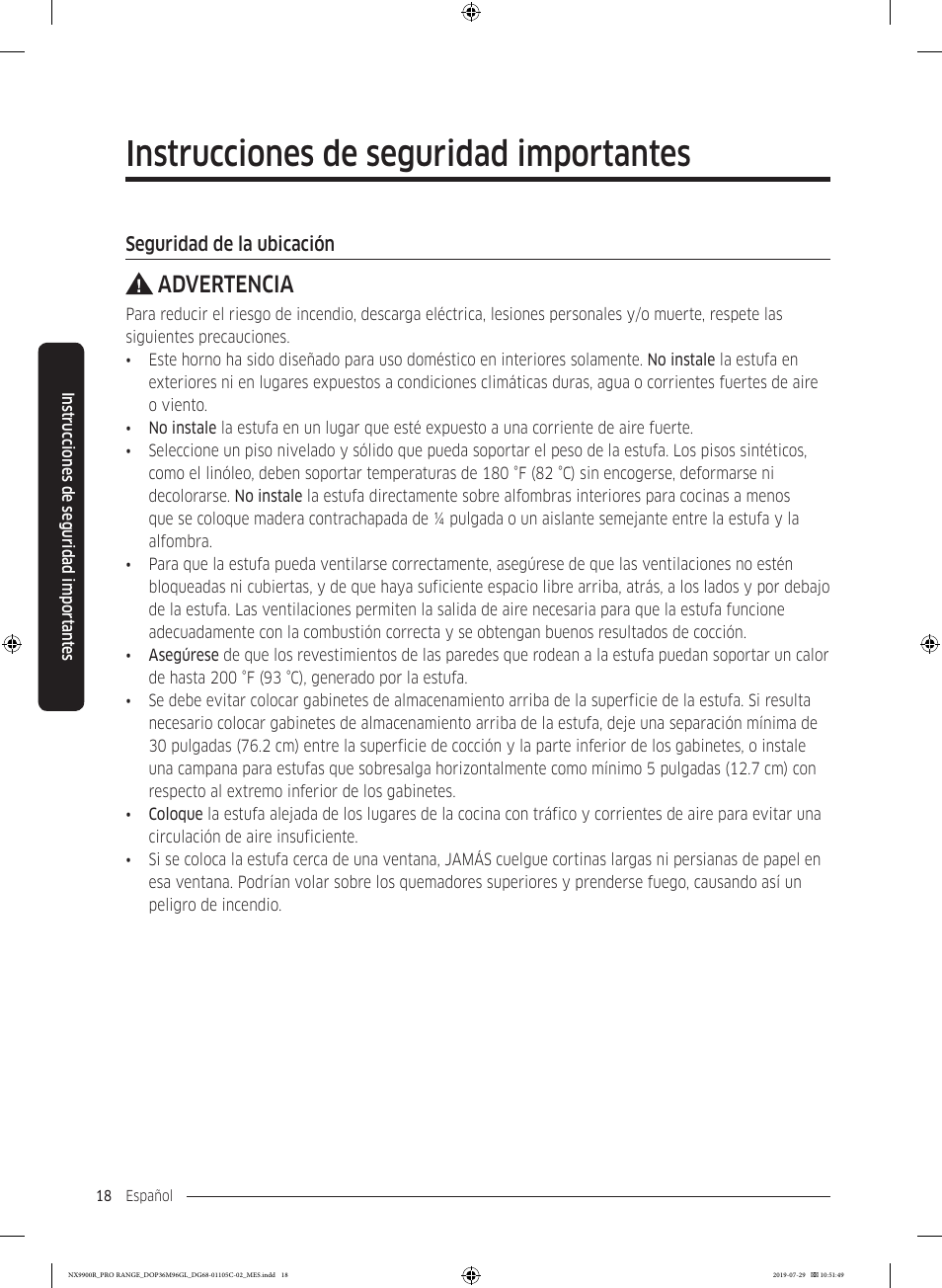 Instrucciones de seguridad importantes, Advertencia | Dacor Contemporary 36 Inch Freestanding Professional Gas Smart Range Use and Care Manual User Manual | Page 126 / 324