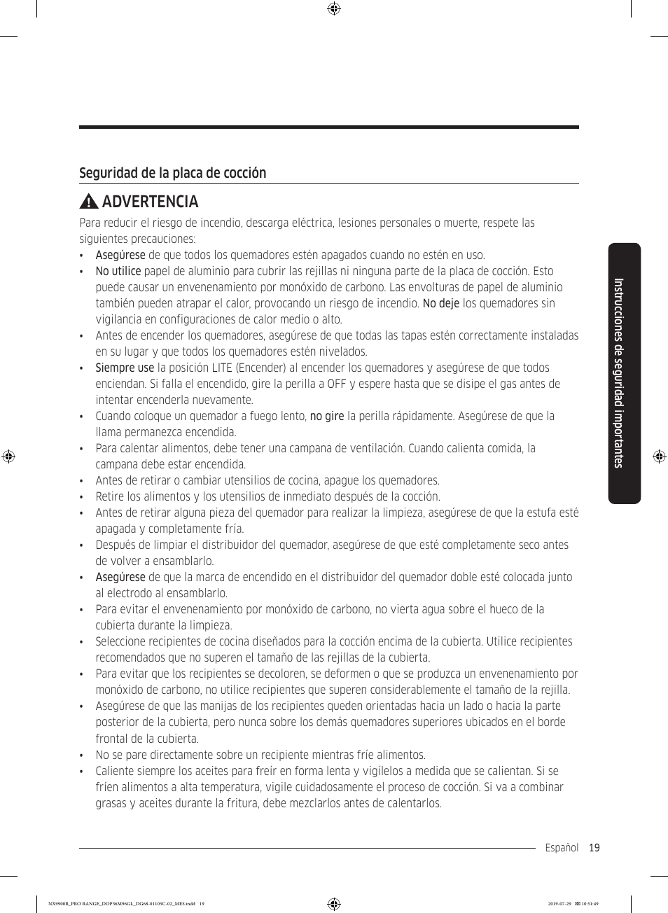 Advertencia | Dacor Contemporary 36 Inch Freestanding Professional Gas Smart Range Use and Care Manual User Manual | Page 127 / 324