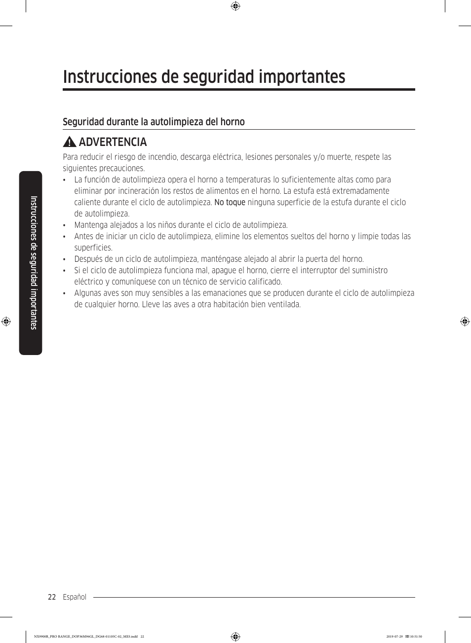 Instrucciones de seguridad importantes, Advertencia | Dacor Contemporary 36 Inch Freestanding Professional Gas Smart Range Use and Care Manual User Manual | Page 130 / 324