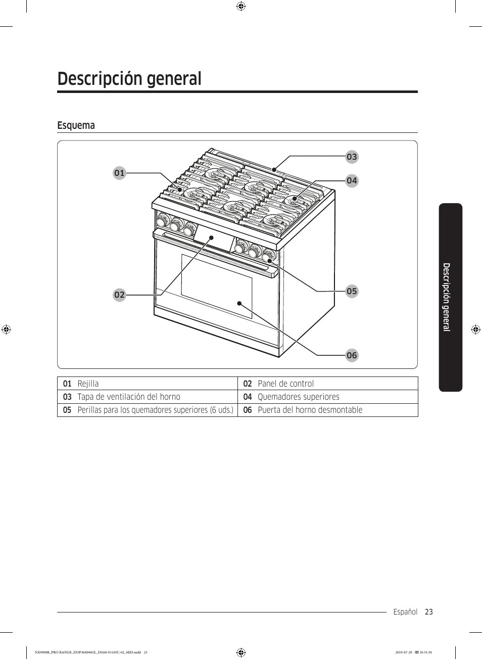 Descripción general, Esquema, Esquema 23 | Dacor Contemporary 36 Inch Freestanding Professional Gas Smart Range Use and Care Manual User Manual | Page 131 / 324