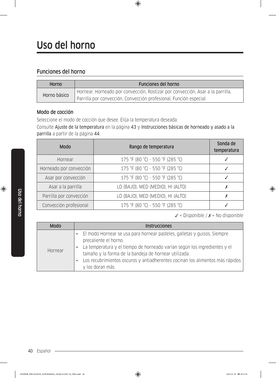 Funciones del horno, Uso del horno | Dacor Contemporary 36 Inch Freestanding Professional Gas Smart Range Use and Care Manual User Manual | Page 148 / 324