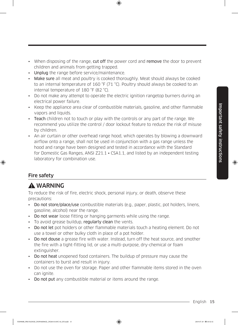 Warning | Dacor Contemporary 36 Inch Freestanding Professional Gas Smart Range Use and Care Manual User Manual | Page 15 / 324