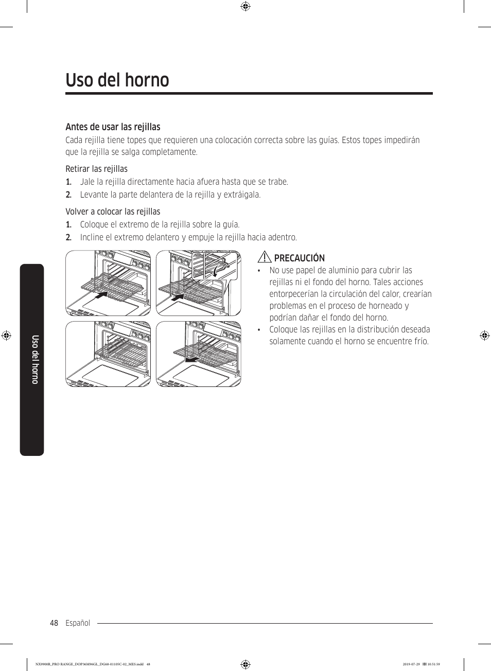 Uso del horno | Dacor Contemporary 36 Inch Freestanding Professional Gas Smart Range Use and Care Manual User Manual | Page 156 / 324