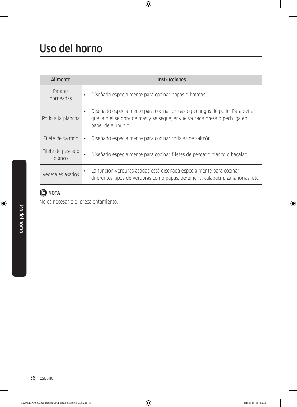 Uso del horno | Dacor Contemporary 36 Inch Freestanding Professional Gas Smart Range Use and Care Manual User Manual | Page 164 / 324