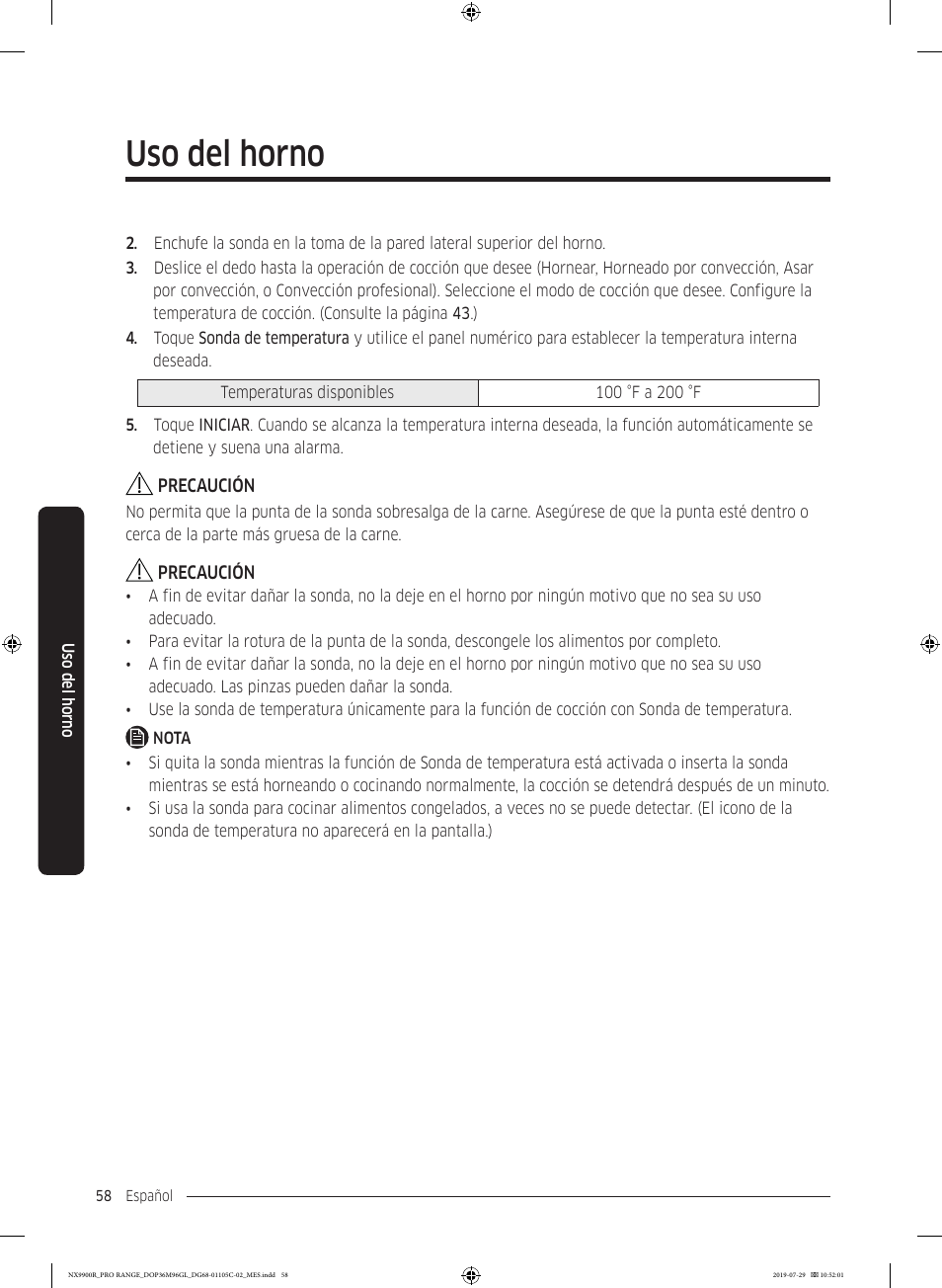 Uso del horno | Dacor Contemporary 36 Inch Freestanding Professional Gas Smart Range Use and Care Manual User Manual | Page 166 / 324