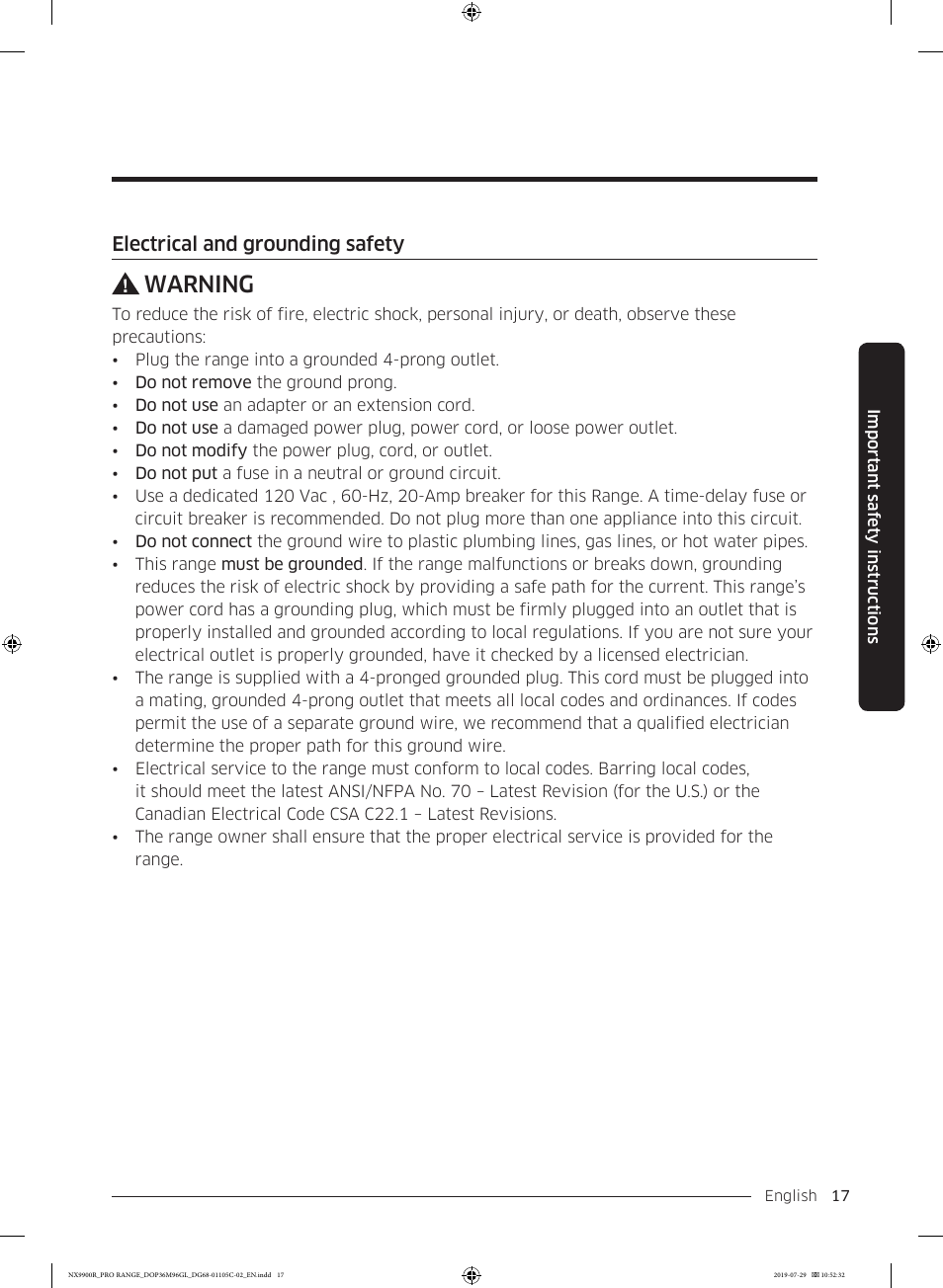 Warning | Dacor Contemporary 36 Inch Freestanding Professional Gas Smart Range Use and Care Manual User Manual | Page 17 / 324