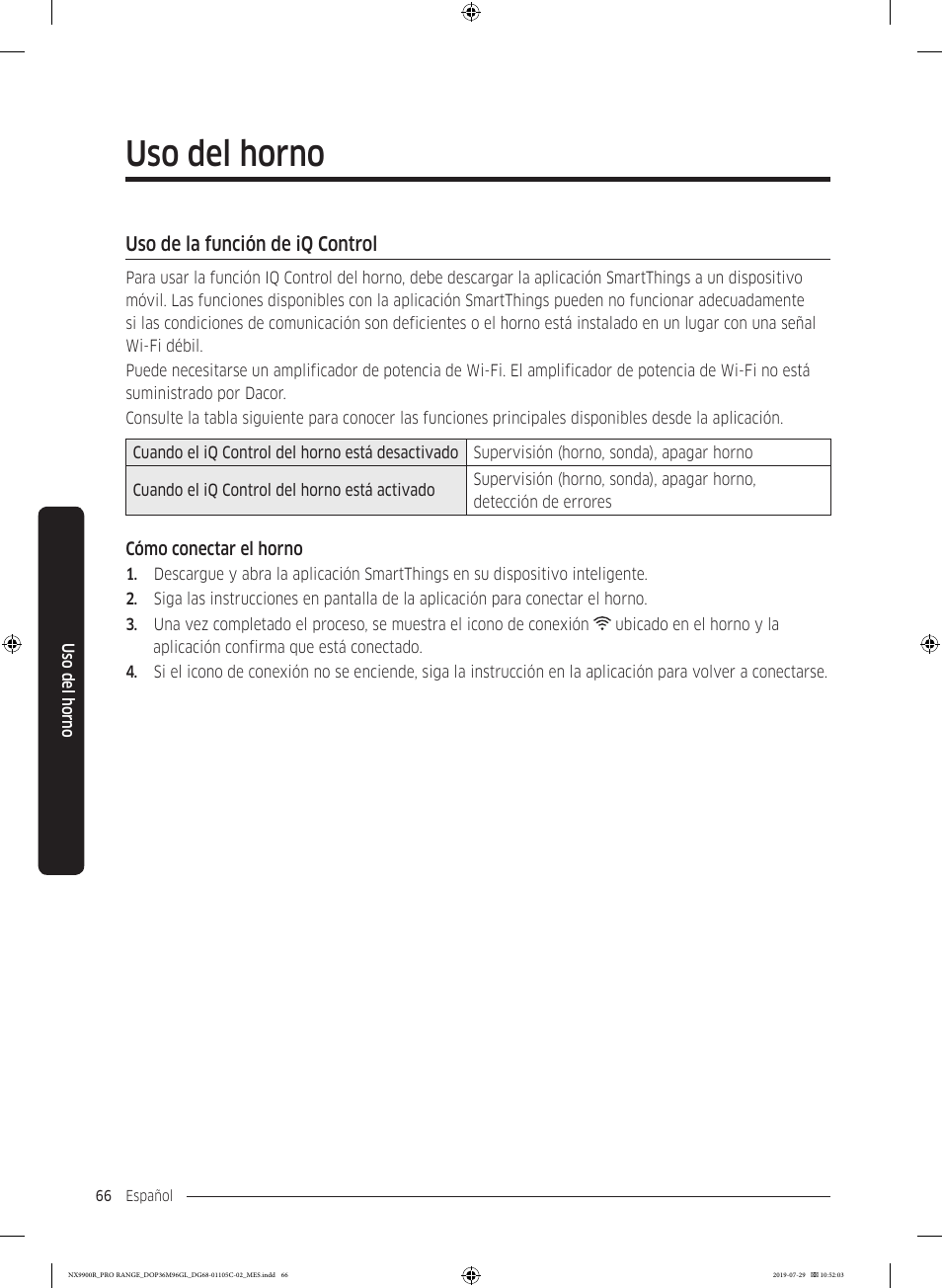 Uso de la función de iq control, Uso del horno | Dacor Contemporary 36 Inch Freestanding Professional Gas Smart Range Use and Care Manual User Manual | Page 174 / 324