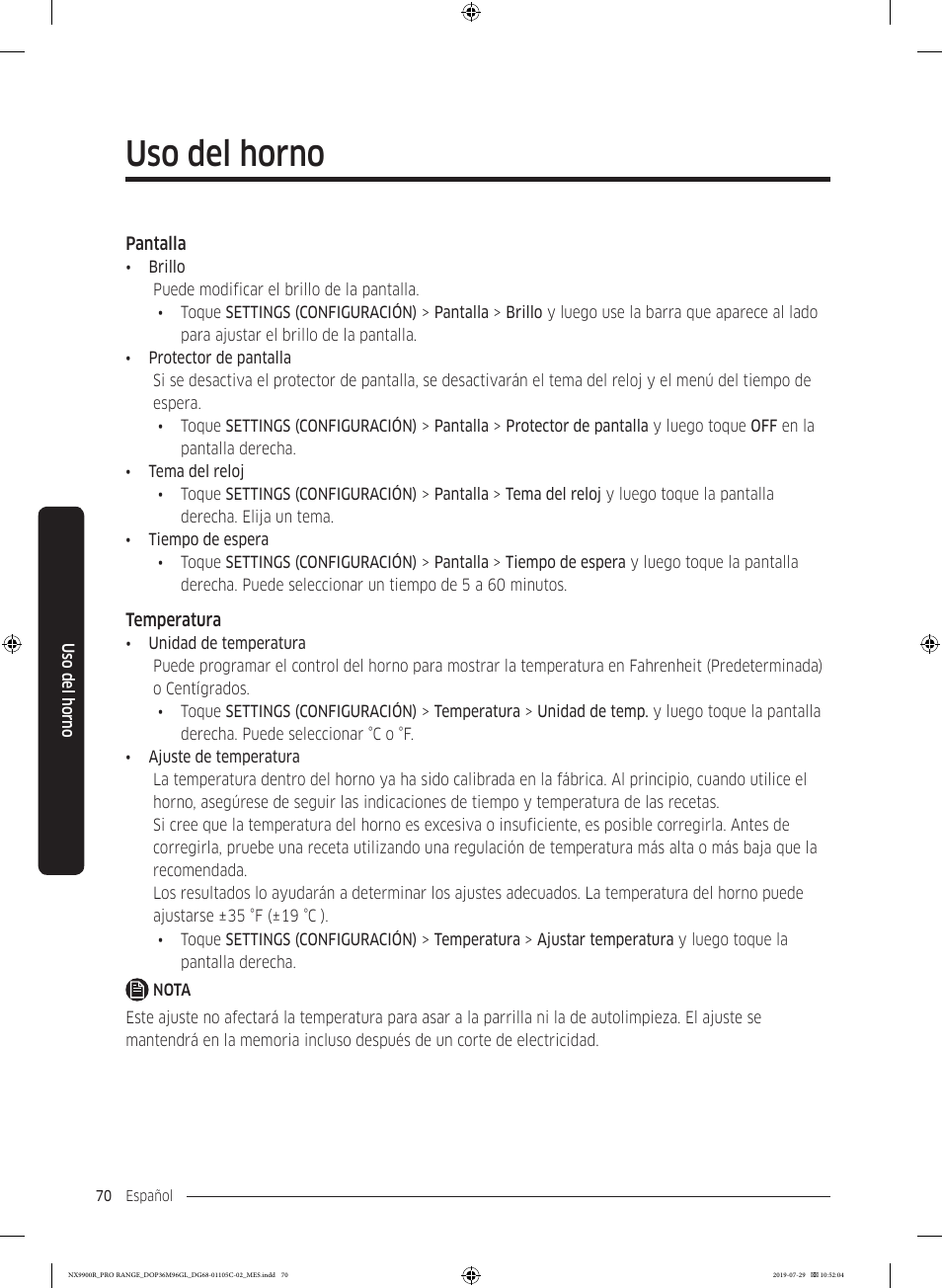 Uso del horno | Dacor Contemporary 36 Inch Freestanding Professional Gas Smart Range Use and Care Manual User Manual | Page 178 / 324