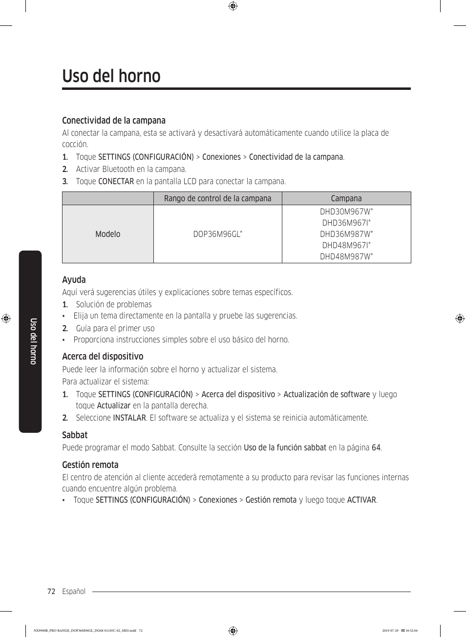 Uso del horno | Dacor Contemporary 36 Inch Freestanding Professional Gas Smart Range Use and Care Manual User Manual | Page 180 / 324