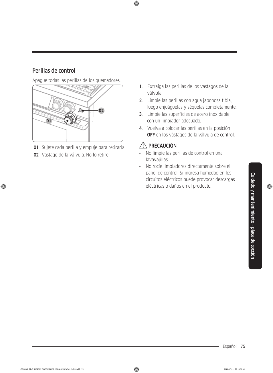 Perillas de control | Dacor Contemporary 36 Inch Freestanding Professional Gas Smart Range Use and Care Manual User Manual | Page 183 / 324