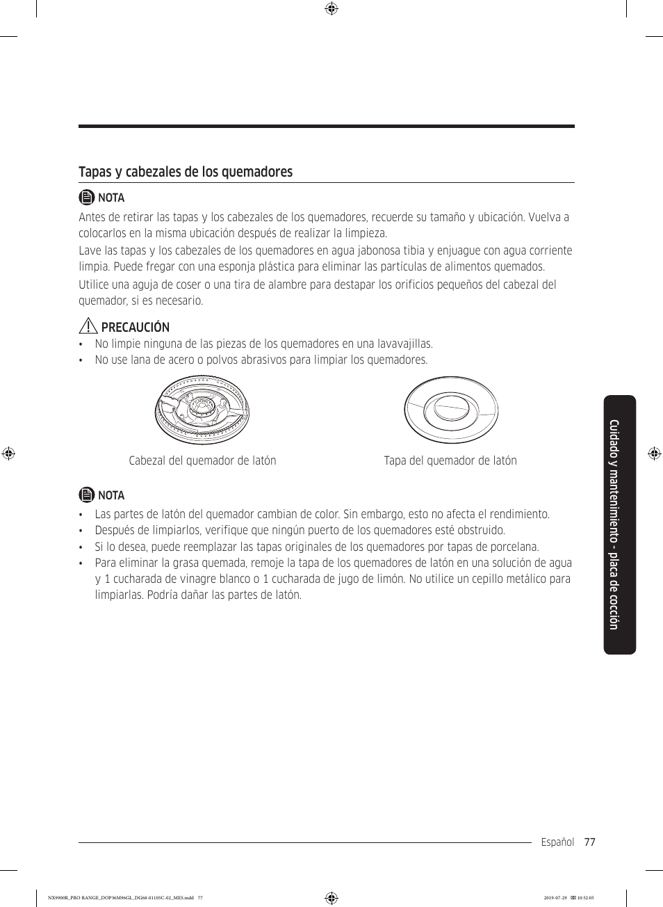 Tapas y cabezales de los quemadores | Dacor Contemporary 36 Inch Freestanding Professional Gas Smart Range Use and Care Manual User Manual | Page 185 / 324