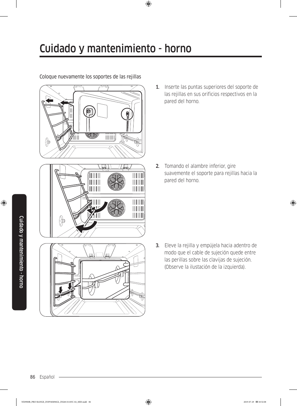 Cuidado y mantenimiento - horno | Dacor Contemporary 36 Inch Freestanding Professional Gas Smart Range Use and Care Manual User Manual | Page 194 / 324