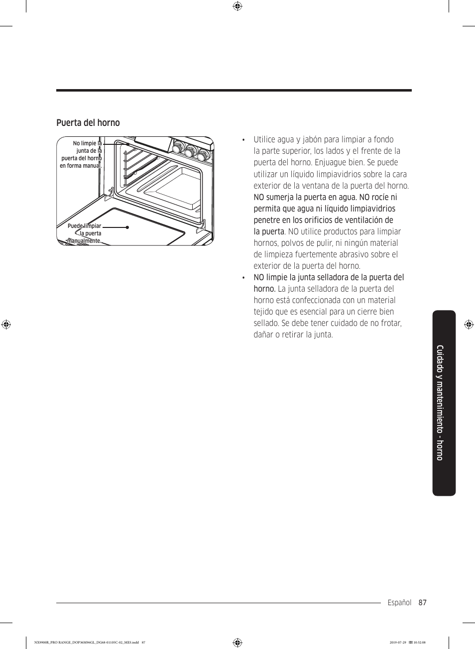 Puerta del horno | Dacor Contemporary 36 Inch Freestanding Professional Gas Smart Range Use and Care Manual User Manual | Page 195 / 324