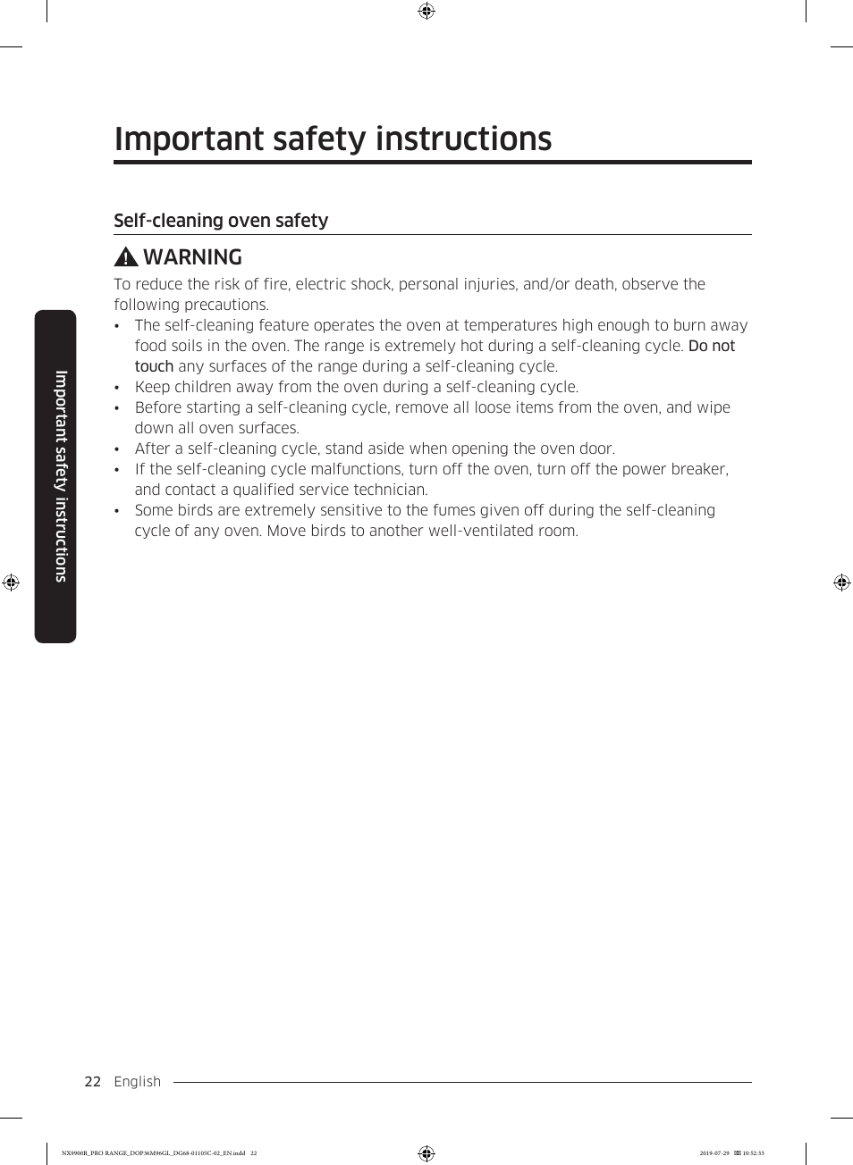 Important safety instructions, Warning | Dacor Contemporary 36 Inch Freestanding Professional Gas Smart Range Use and Care Manual User Manual | Page 22 / 324