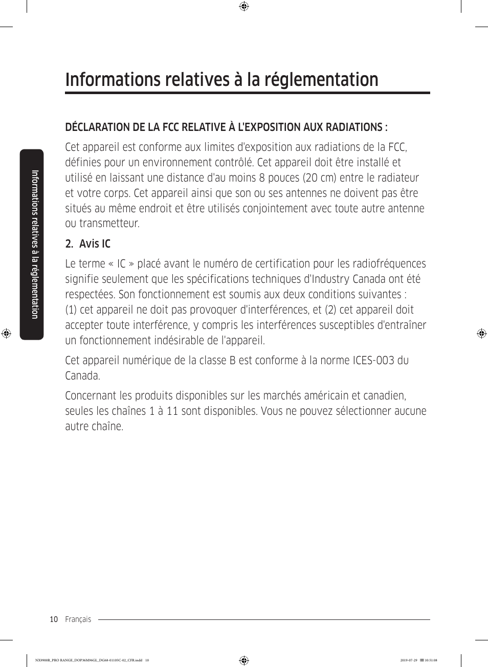 Informations relatives à la réglementation | Dacor Contemporary 36 Inch Freestanding Professional Gas Smart Range Use and Care Manual User Manual | Page 226 / 324