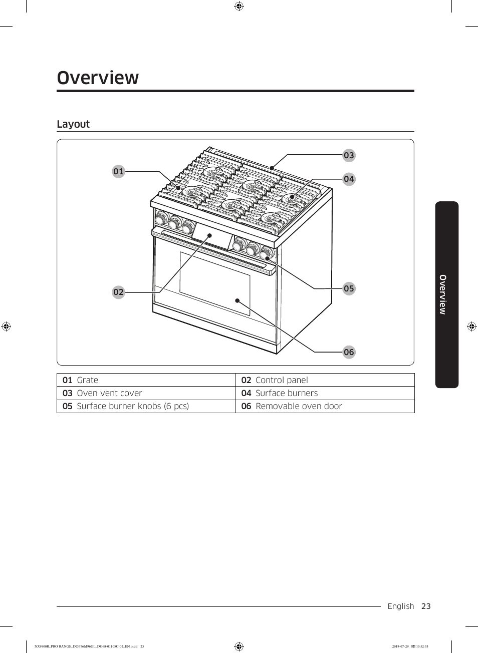 Overview, Layout, Layout 23 | Dacor Contemporary 36 Inch Freestanding Professional Gas Smart Range Use and Care Manual User Manual | Page 23 / 324