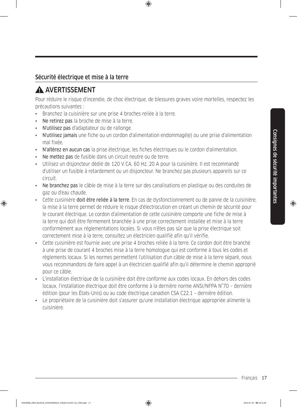 Avertissement | Dacor Contemporary 36 Inch Freestanding Professional Gas Smart Range Use and Care Manual User Manual | Page 233 / 324