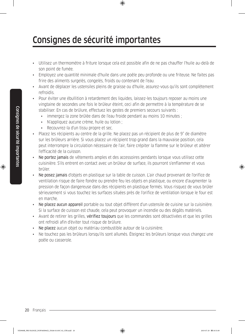 Consignes de sécurité importantes | Dacor Contemporary 36 Inch Freestanding Professional Gas Smart Range Use and Care Manual User Manual | Page 236 / 324