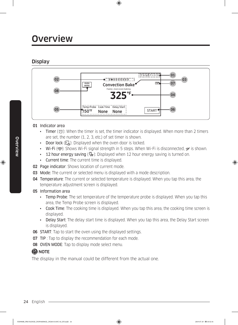 Display, Display 24, Overview | Dacor Contemporary 36 Inch Freestanding Professional Gas Smart Range Use and Care Manual User Manual | Page 24 / 324