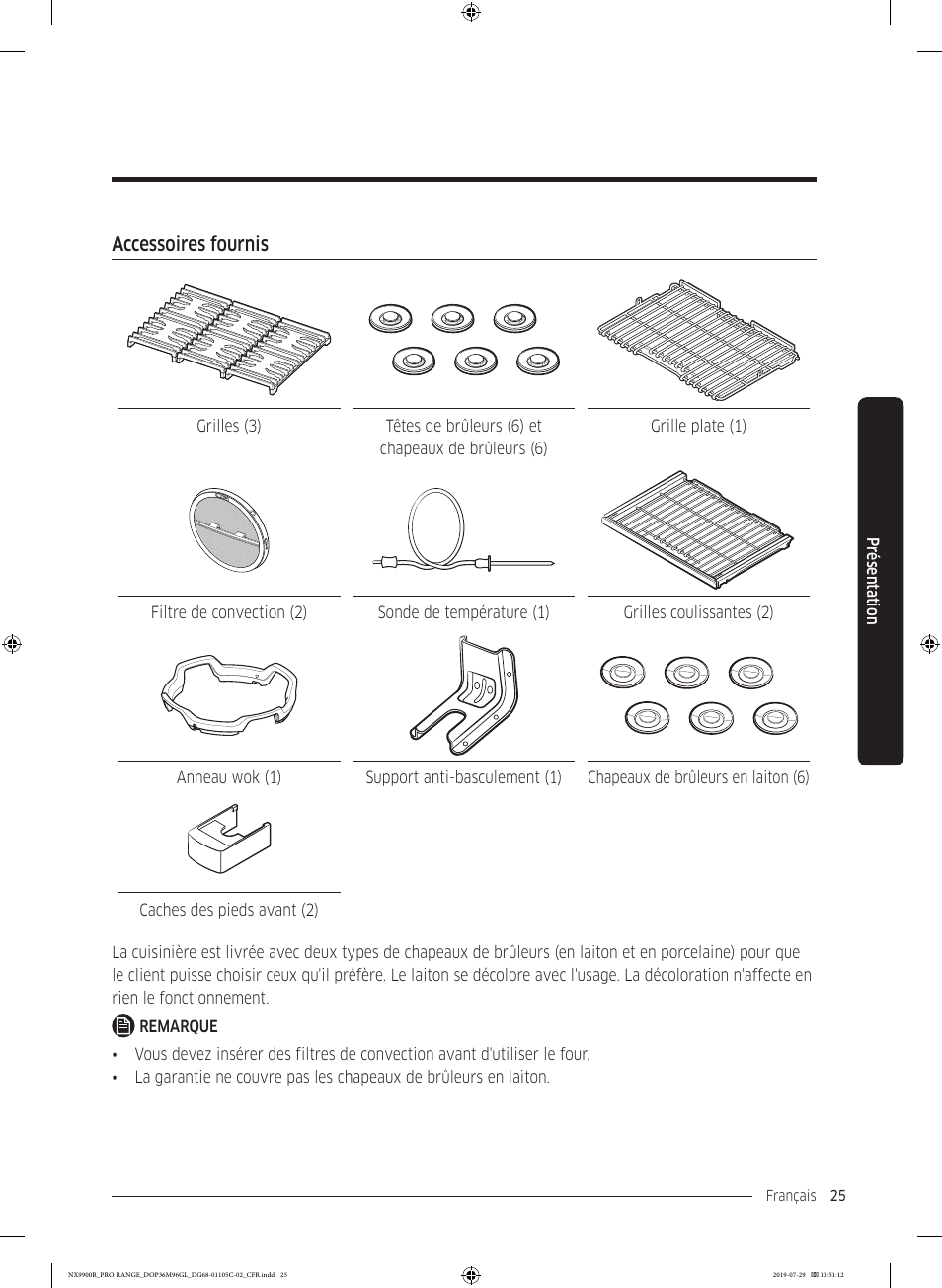 Accessoires fournis | Dacor Contemporary 36 Inch Freestanding Professional Gas Smart Range Use and Care Manual User Manual | Page 241 / 324
