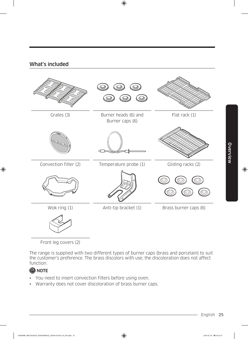 What’s included | Dacor Contemporary 36 Inch Freestanding Professional Gas Smart Range Use and Care Manual User Manual | Page 25 / 324