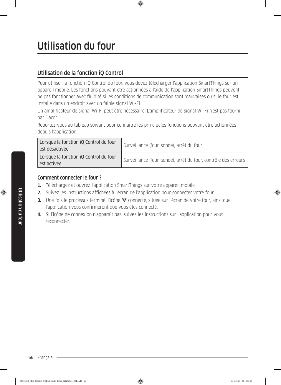 Utilisation de la fonction iq control, Utilisation du four | Dacor Contemporary 36 Inch Freestanding Professional Gas Smart Range Use and Care Manual User Manual | Page 282 / 324