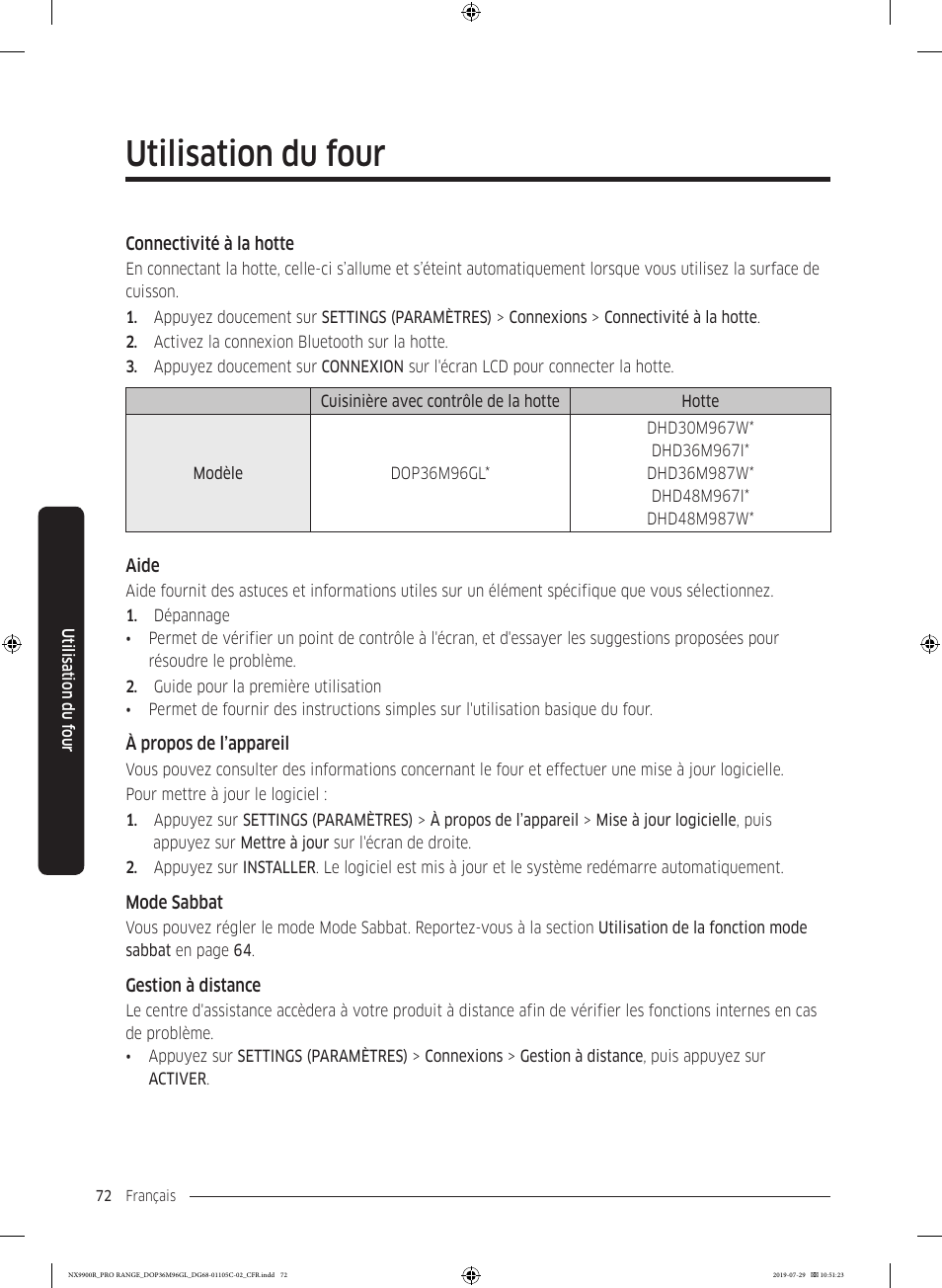 Utilisation du four | Dacor Contemporary 36 Inch Freestanding Professional Gas Smart Range Use and Care Manual User Manual | Page 288 / 324