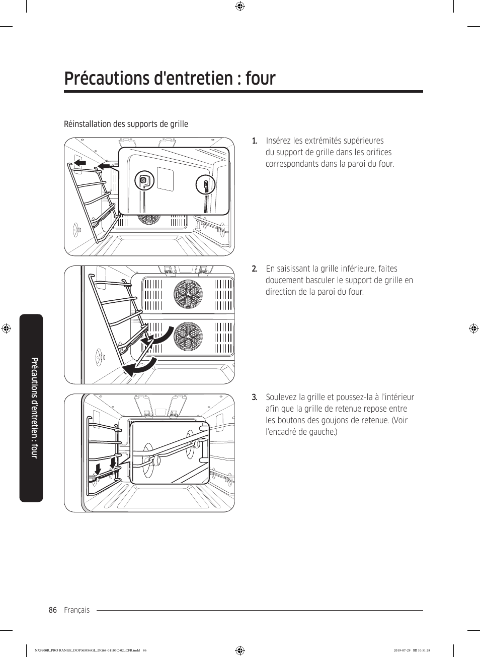 Précautions d'entretien : four | Dacor Contemporary 36 Inch Freestanding Professional Gas Smart Range Use and Care Manual User Manual | Page 302 / 324