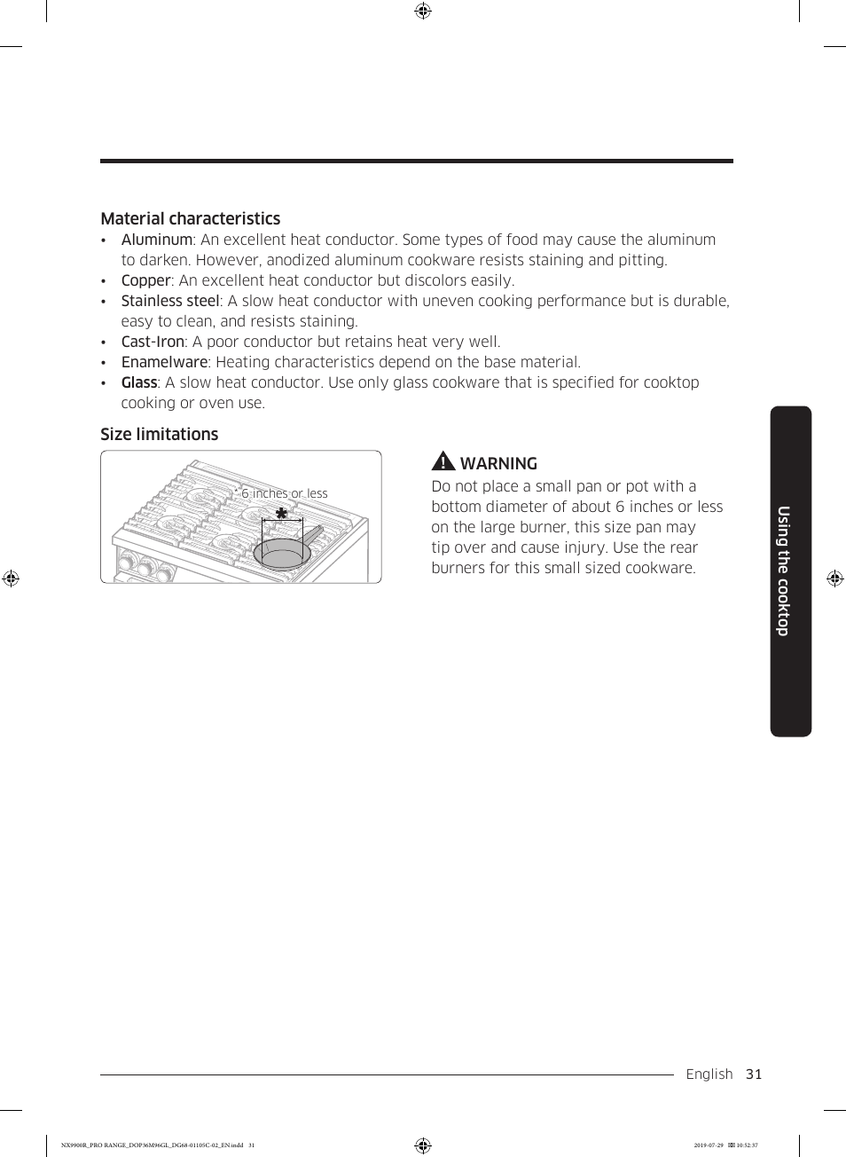 Dacor Contemporary 36 Inch Freestanding Professional Gas Smart Range Use and Care Manual User Manual | Page 31 / 324