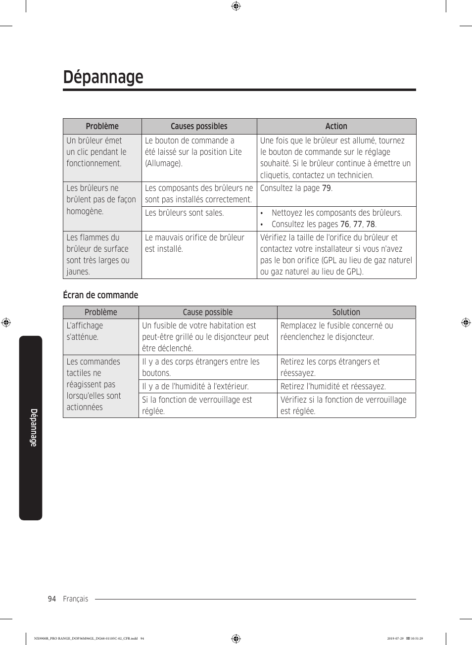 Dépannage | Dacor Contemporary 36 Inch Freestanding Professional Gas Smart Range Use and Care Manual User Manual | Page 310 / 324