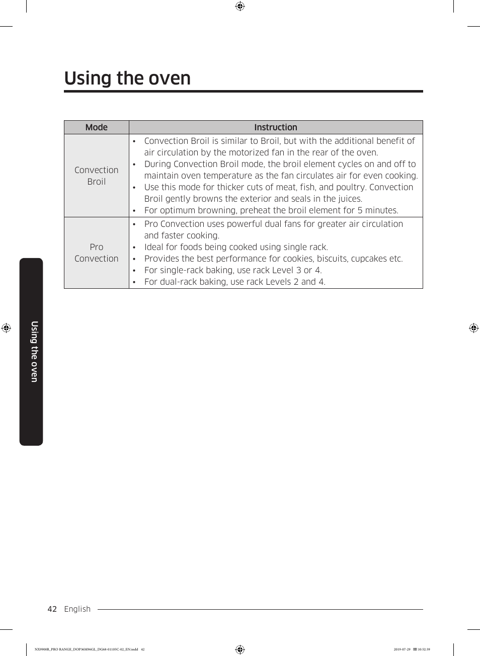 Using the oven | Dacor Contemporary 36 Inch Freestanding Professional Gas Smart Range Use and Care Manual User Manual | Page 42 / 324